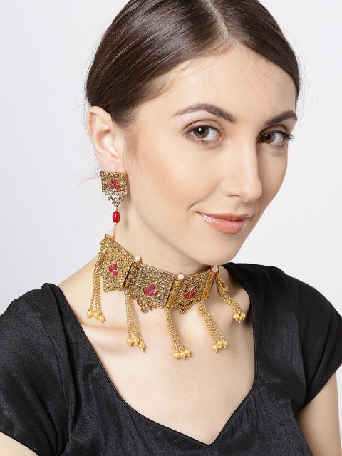 

Priyaasi Pink Gold-Plated Stone-Studded Jewellery Set