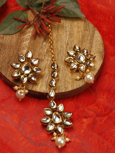 

Priyaasi Gold-Toned Kundan-Studded Jewellery Set