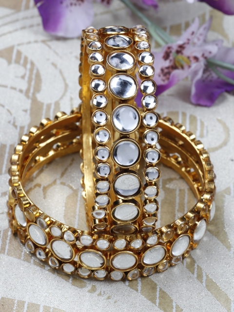 

Priyaasi Set of 6 Gold-Plated Kundan-Studded Bangles
