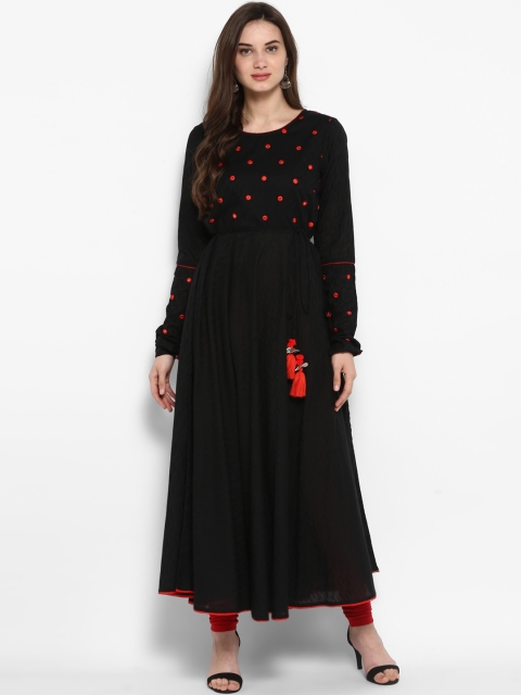 

Juniper Women Black & Red Embroidered Anarkali Kurta
