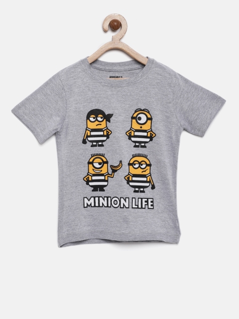 

YK Minion Boys Grey Printed Round Neck T-shirt