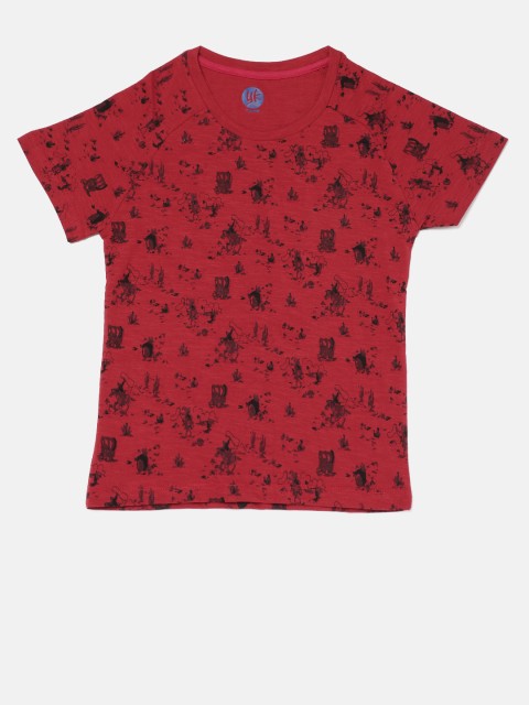 

YK Boys Red Printed T-shirt