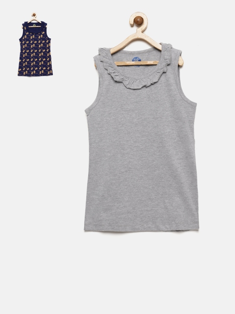 

YK Girls Pack of 2 Sleeveless Tops, Navy blue
