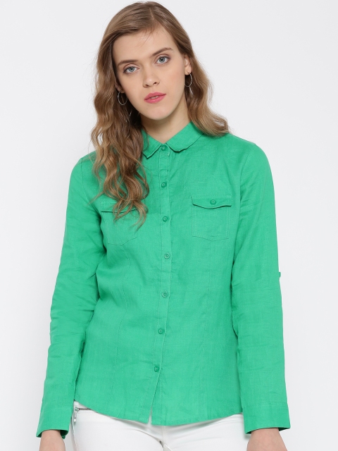 

U.S. Polo Assn. Women Green Linen Shirt