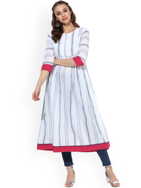 

Sangria Women Off-White Striped Anarkali Kurta