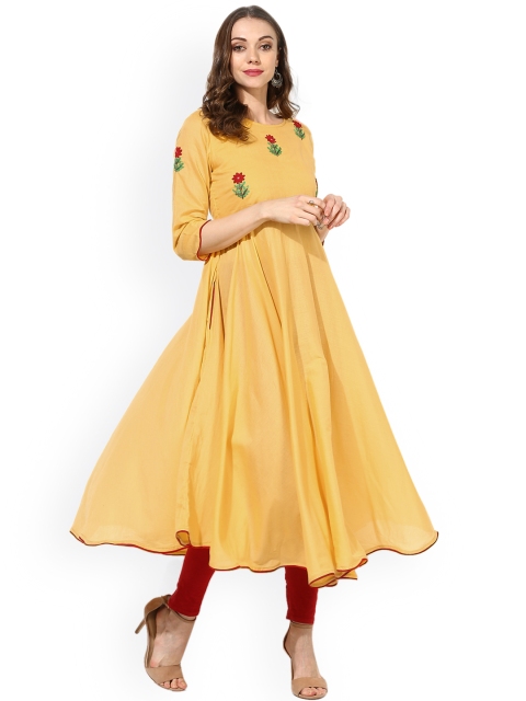

Sangria Women Yellow Embroidered Anarkali Kurta