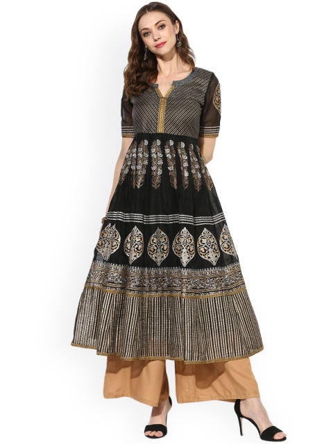 

Sangria Women Black Printed Anarkali Kurta