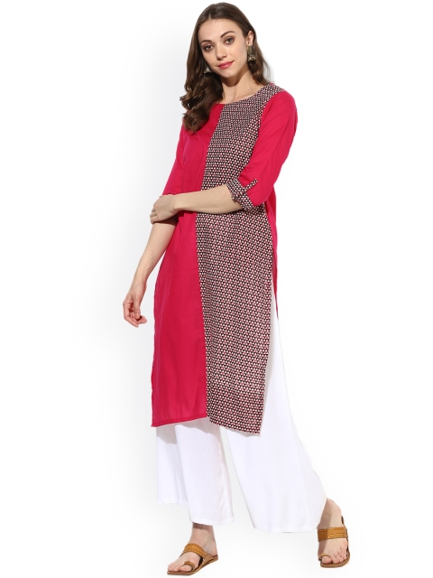 

Sangria Women Pink Printed Straight Kurta