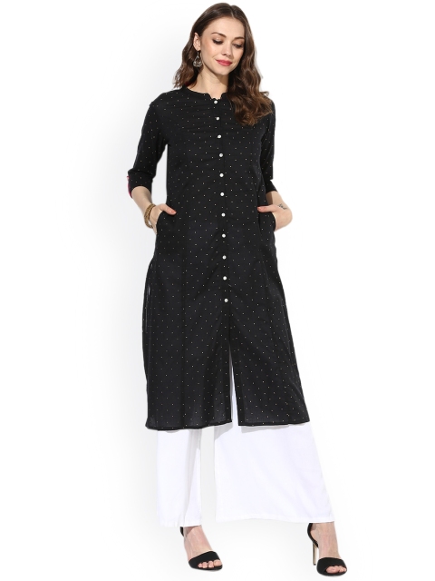 

Sangria Women Black Printed A-Line Kurta