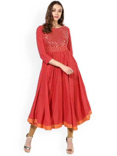 

Sangria Women Red Embellished Anarkali Kurta