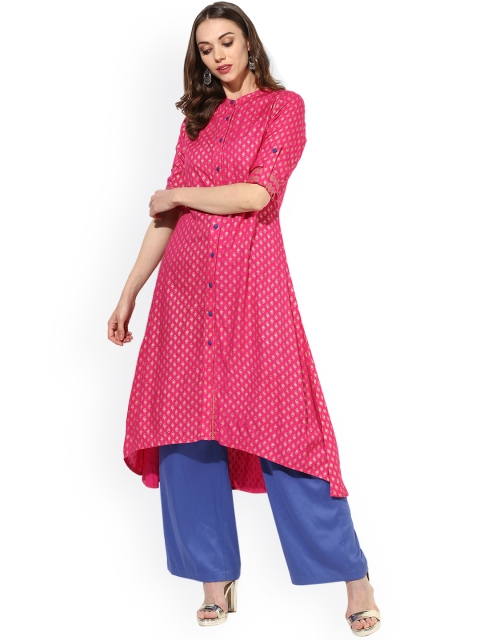 

Sangria Women Pink Printed A-Line Kurta