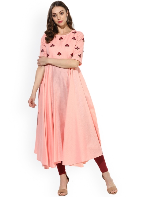 

Sangria Women Pink Embroidered Anarkali Kurta