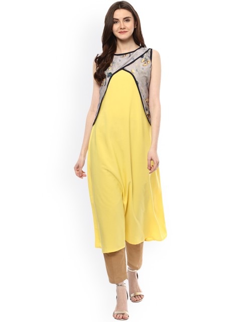 

ZIYAA Women Yellow Solid A-Line Kurta