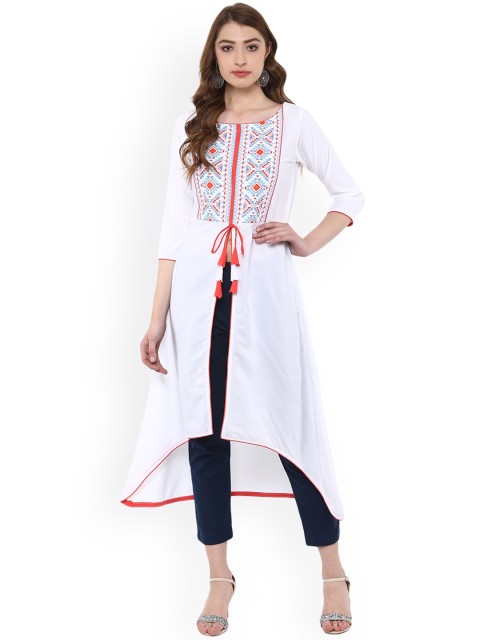 

ZIYAA Women White Printed A-Line Kurta