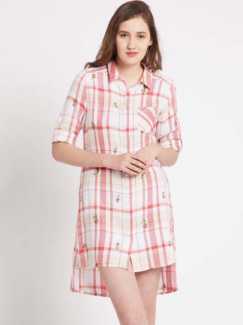 

COVER STORY Women White Checked Shirt Dress