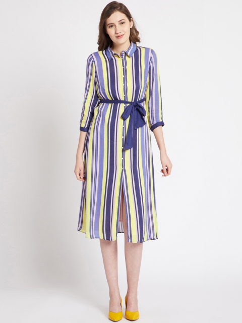 

COVER STORY Women Blue Striped Shirt Dress