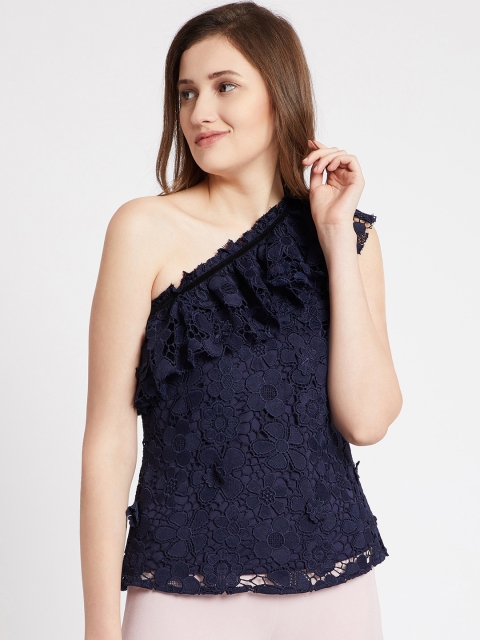 

COVER STORY Women Navy Blue Solid Top