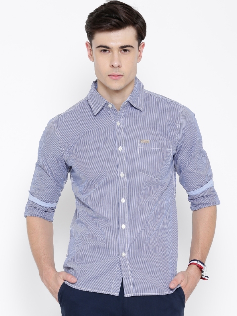 

Flying Machine Men Blue & White Striped Casual Shirt