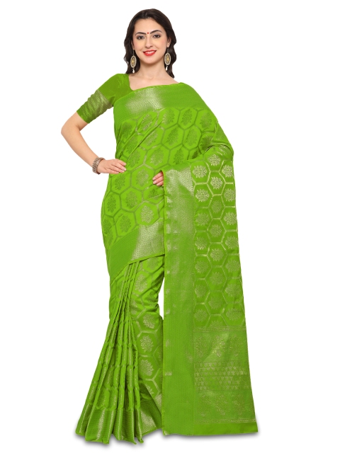 

Saree mall Green Silk Blend Printed Banarasi Saree