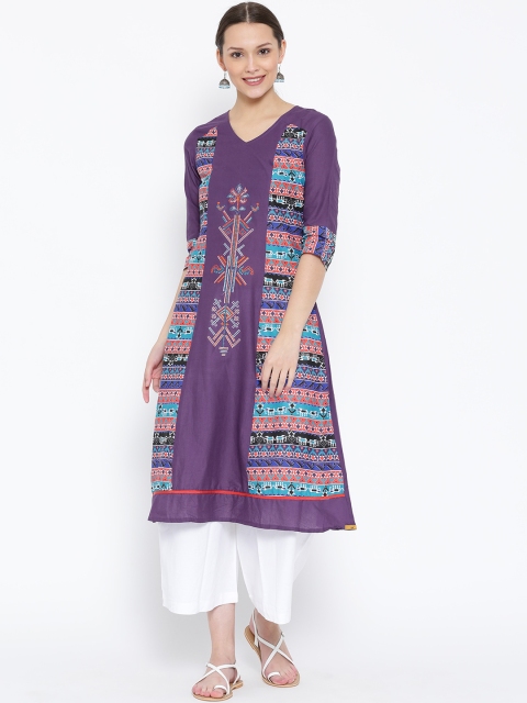 

Aurelia Women Purple Printed Kurta