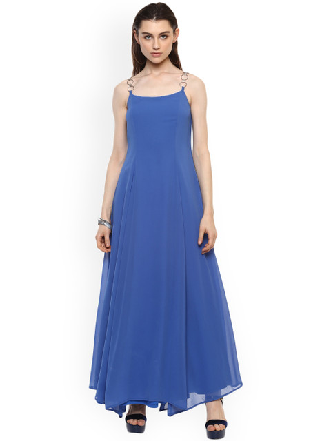 

Kazo Women Blue Solid Maxi Dress