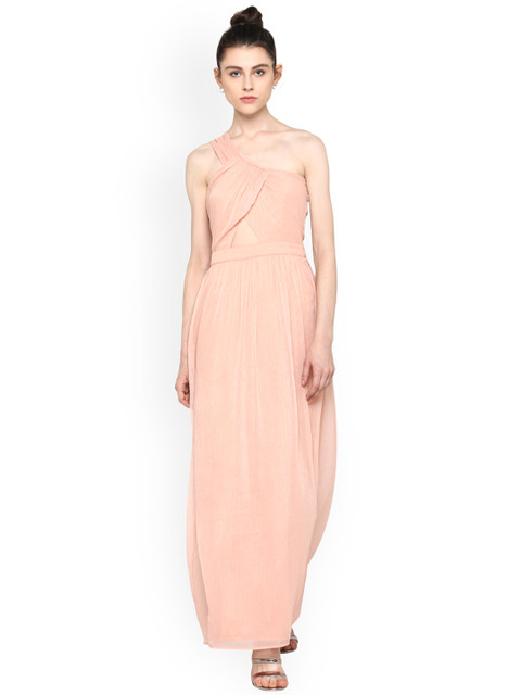 

Kazo Women Peach-Coloured Solid Maxi Dress