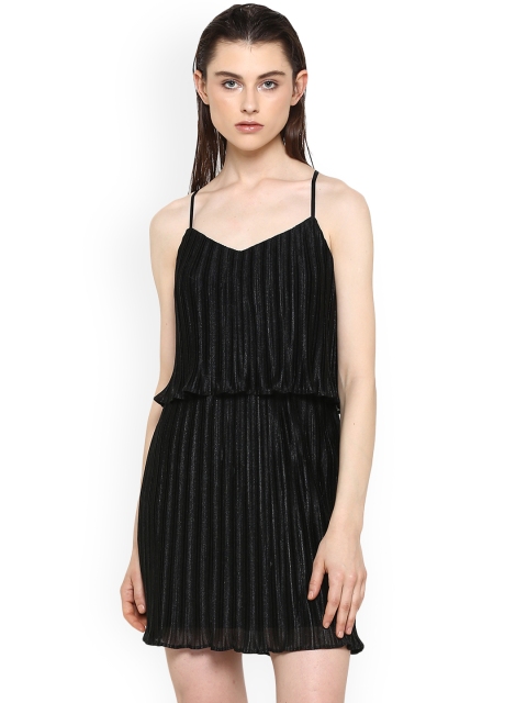 

Kazo Women Black Solid A-Line Dress