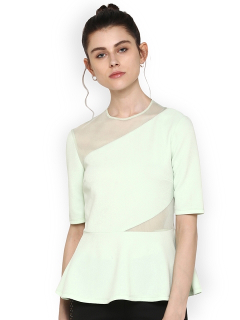 

Kazo Women Green Solid Peplum Top
