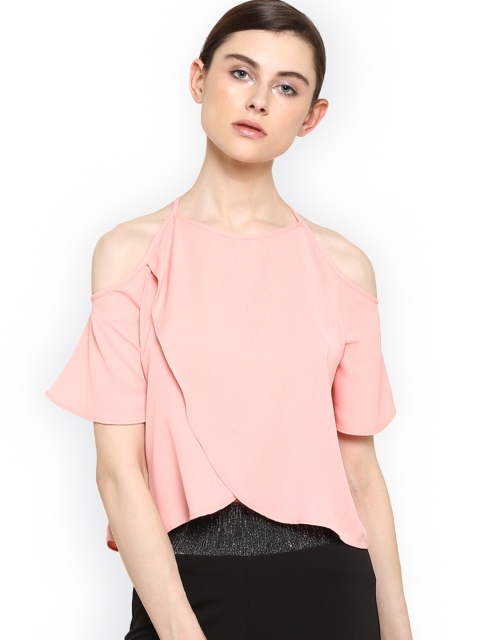 

Kazo Women Pink Cold-Shoulder Top