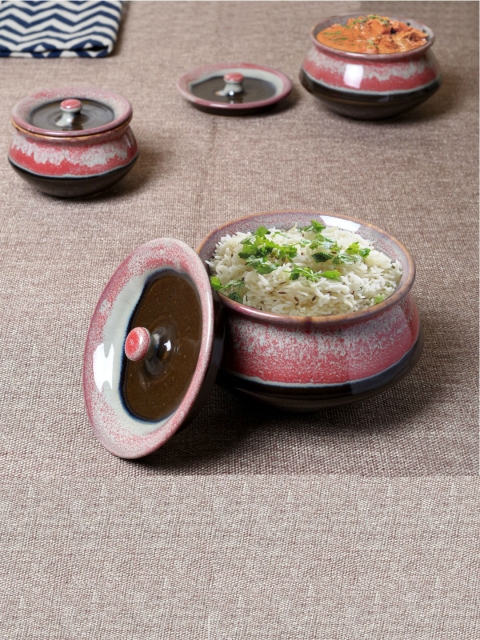 

Unravel India Maroon Printed Set Of 3 Ceramic Set