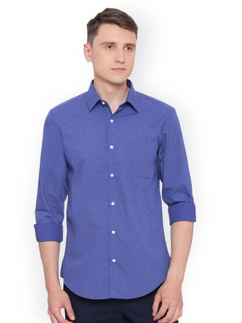 

Peter England Men Blue Slim Fit Printed Semi-Formal Shirt