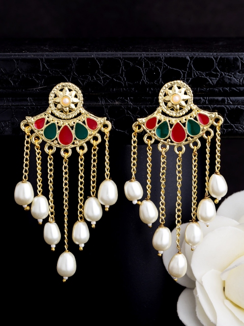 

Voylla Gold-Toned Star Shaped Drop Earrings