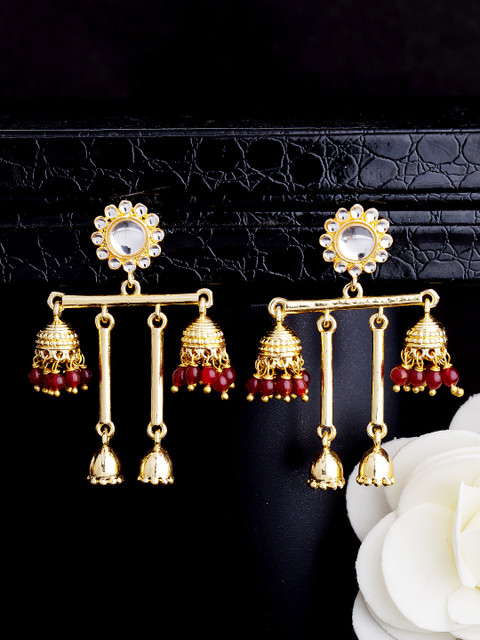 

Voylla Gold-Toned Geometric Jhumkas