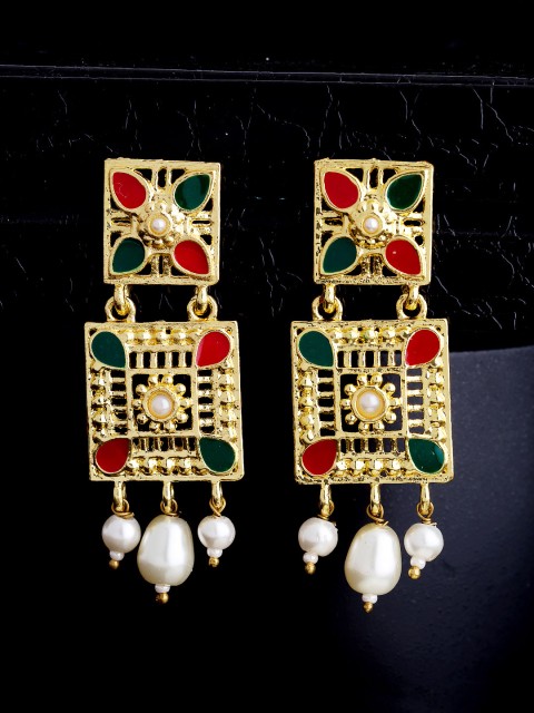 

Voylla Gold-Toned Square Drop Earrings