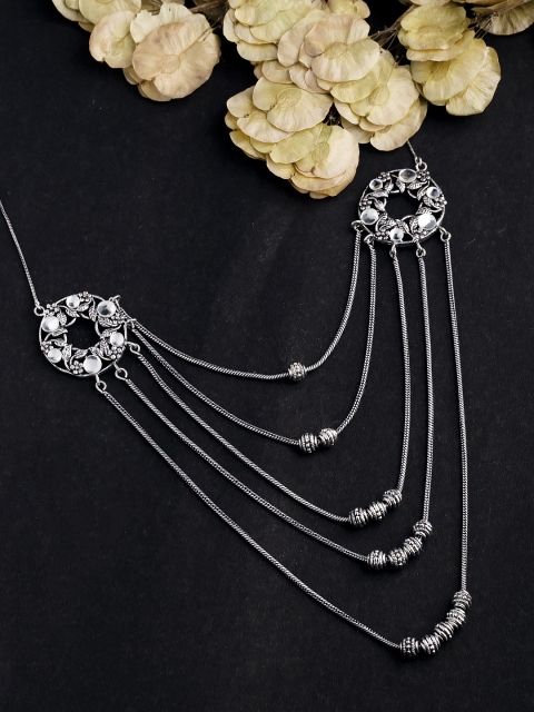 

Voylla Silver-Toned Brass Oxidised Necklace