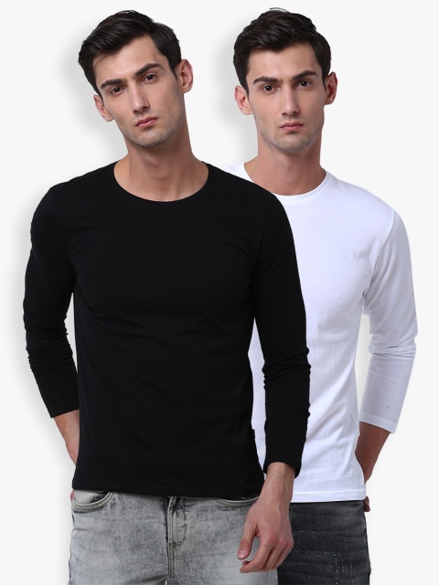 

HIGHLANDER Set Of 2 Men Solid Round Neck T-shirt, White