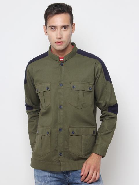 

SayItLoud Men Olive Green Solid Lightweight Tailored Jacket
