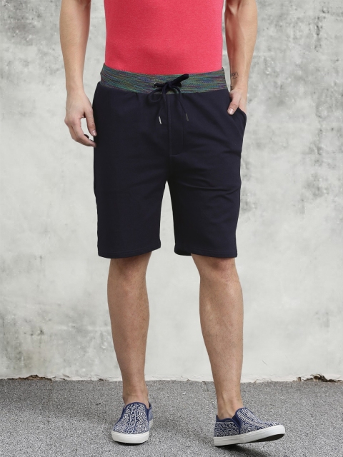 

Breakbounce Men Navy Blue Solid Slim Fit Regular Shorts
