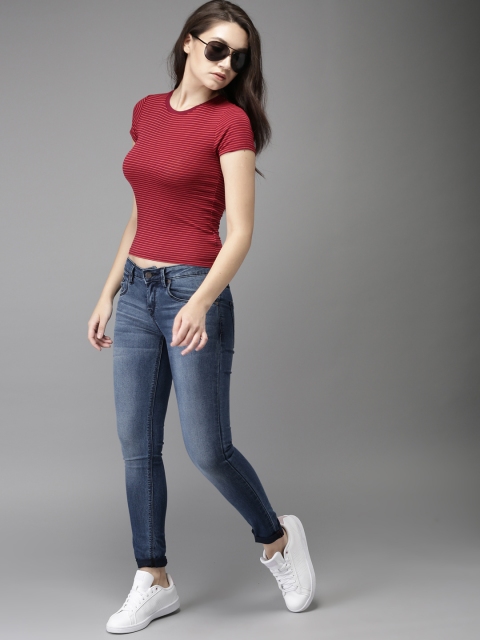

Moda Rapido Women Blue Skinny Fit Mid-Rise Cropped Clean Look Stretchable Jeans