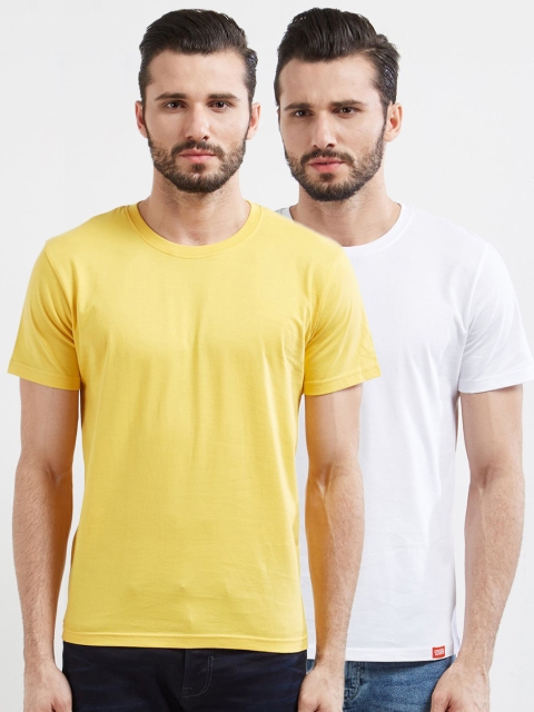 

WYO Pack of 2 Men Round Neck T-shirt, Yellow