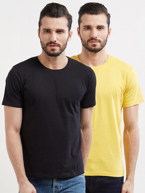 

WYO Pack of 2 Men Round Neck T-shirt, Black