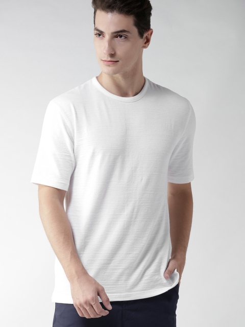 

FOREVER 21 Men White Solid Round Neck T-shirt