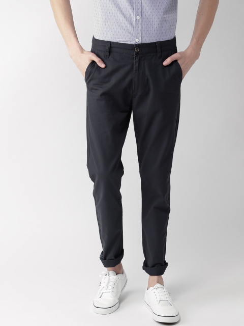 

FOREVER 21 Men Navy Blue Regular Fit Solid Chinos