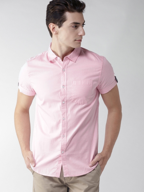 

FOREVER 21 Men Pink Regular Fit Solid Casual Shirt