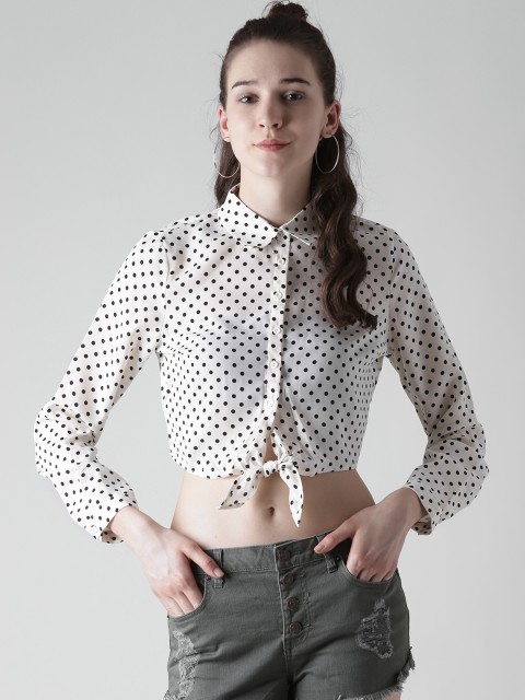 

FOREVER 21 Women Cream-Coloured Regular Fit Printed Casual Shirt