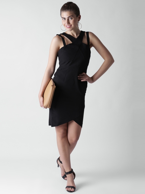 

FOREVER 21 Women Black Solid Sheath Dress