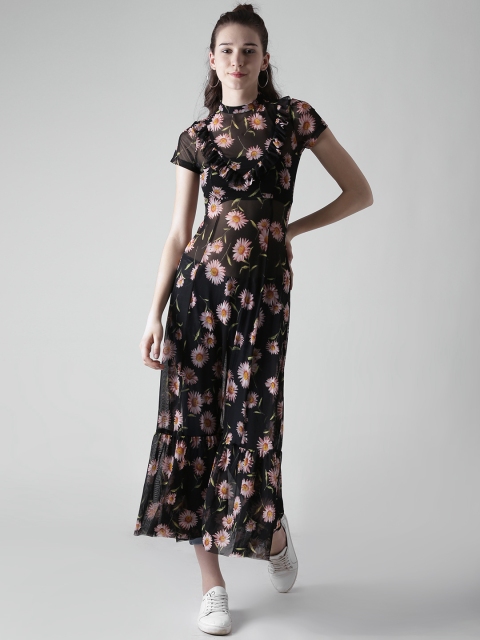 

FOREVER 21 Women Black Floral Printed Maxi Dress