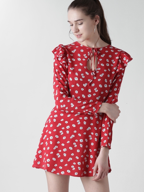 

FOREVER 21 Women Red Printed A-Line Dress