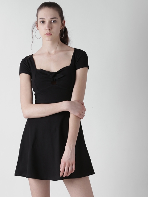 

FOREVER 21 Women Black Solid A-Line Dress