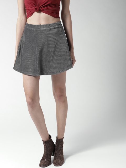 

FOREVER 21 Women Charcoal Grey Mini Flared Skirt